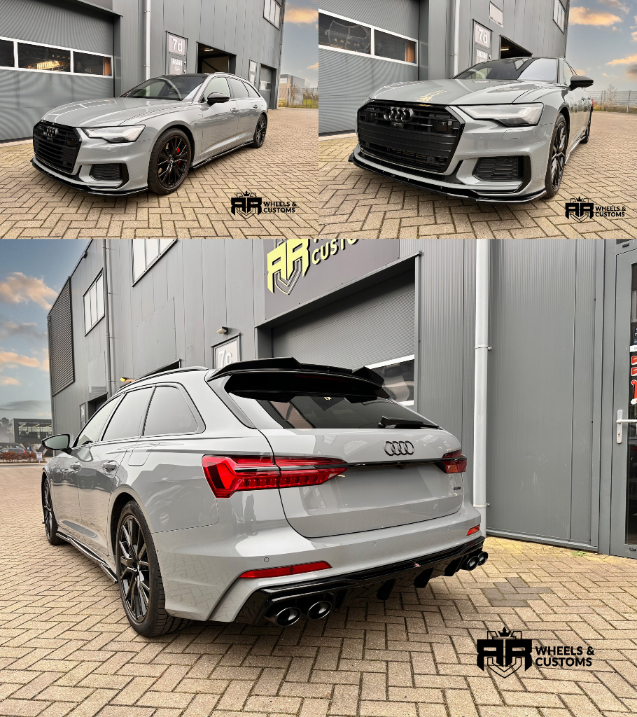 We hebben deze mooie Audi A6 mogen voorzien van nieuwe Maxton Design producten. Front Splitter V.2 Audi A6 S-Line / S6 C8  / Bumper Lip Rear Valance + Exhaust Ends Imitation Black Pipes / Audi S6 / A6