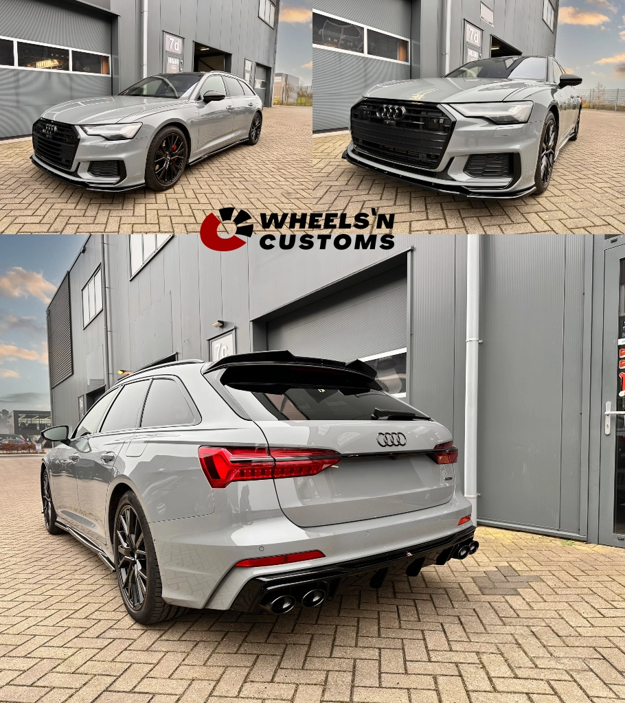 We hebben deze mooie Audi A6 mogen voorzien van nieuwe Maxton Design producten. Front Splitter V.2 Audi A6 S-Line / S6 C8  / Bumper Lip Rear Valance + Exhaust Ends Imitation Black Pipes / Audi S6 / A6