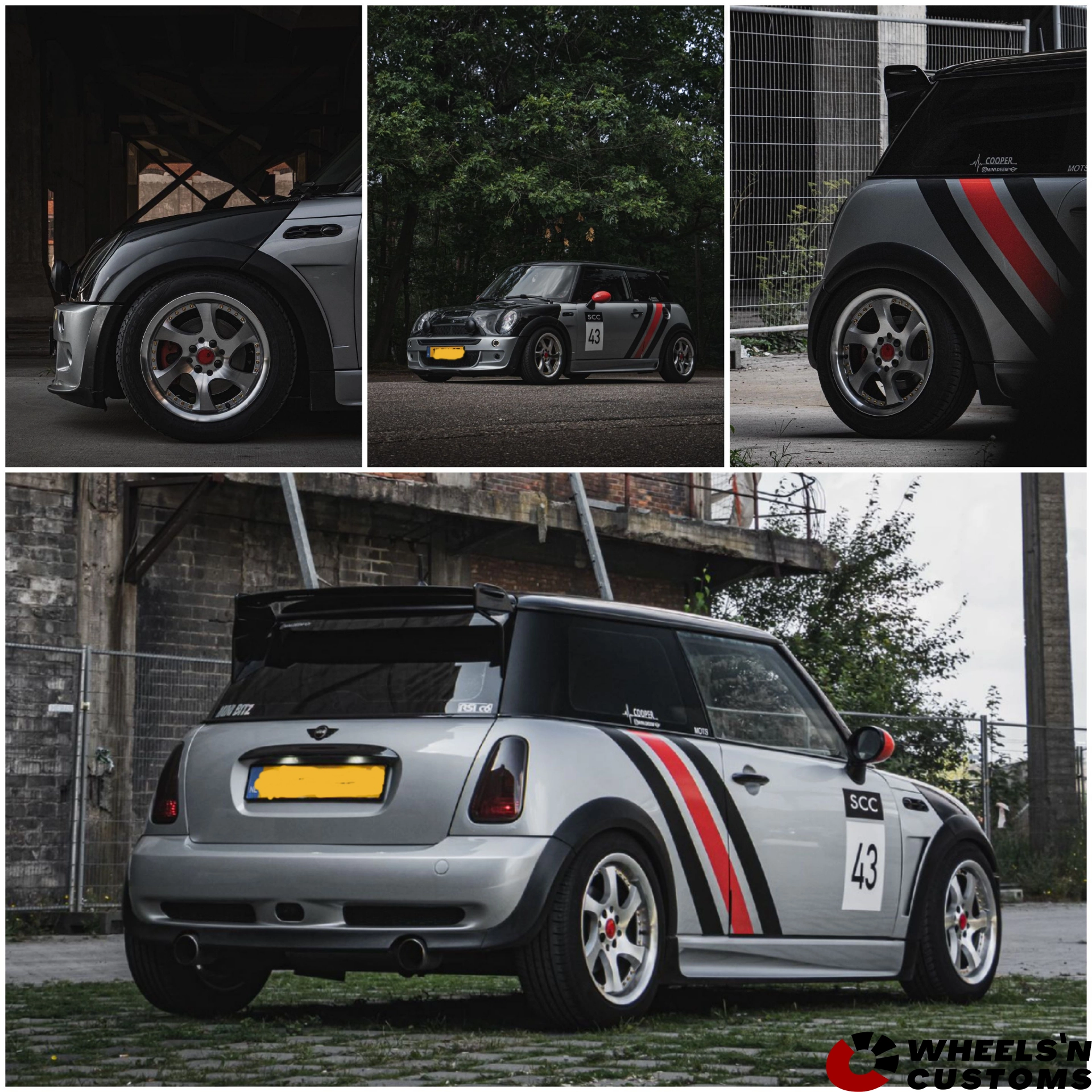 Mini Cooper - 16 inch JF Luxury WX - Silver Machined Gold Rivets - 4x100 / 4x114,3 7.5J ET35