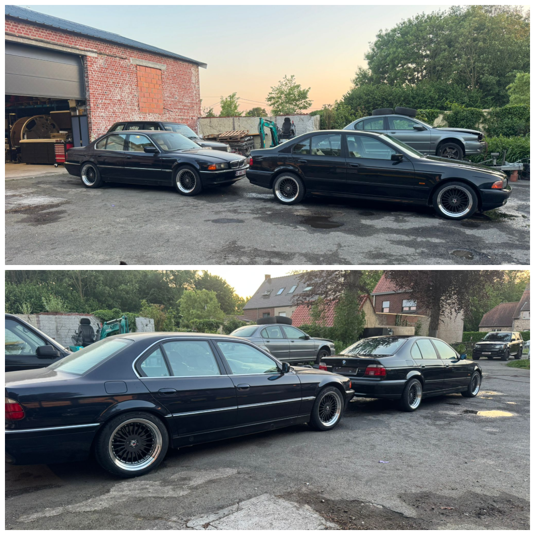 BMW 750i V12 E38 - 19 inch YKW Wheels Y9670 - Carbon Grey Machined Lip - Breedset Alpina - 8.5J ET25 + 10J ET20.