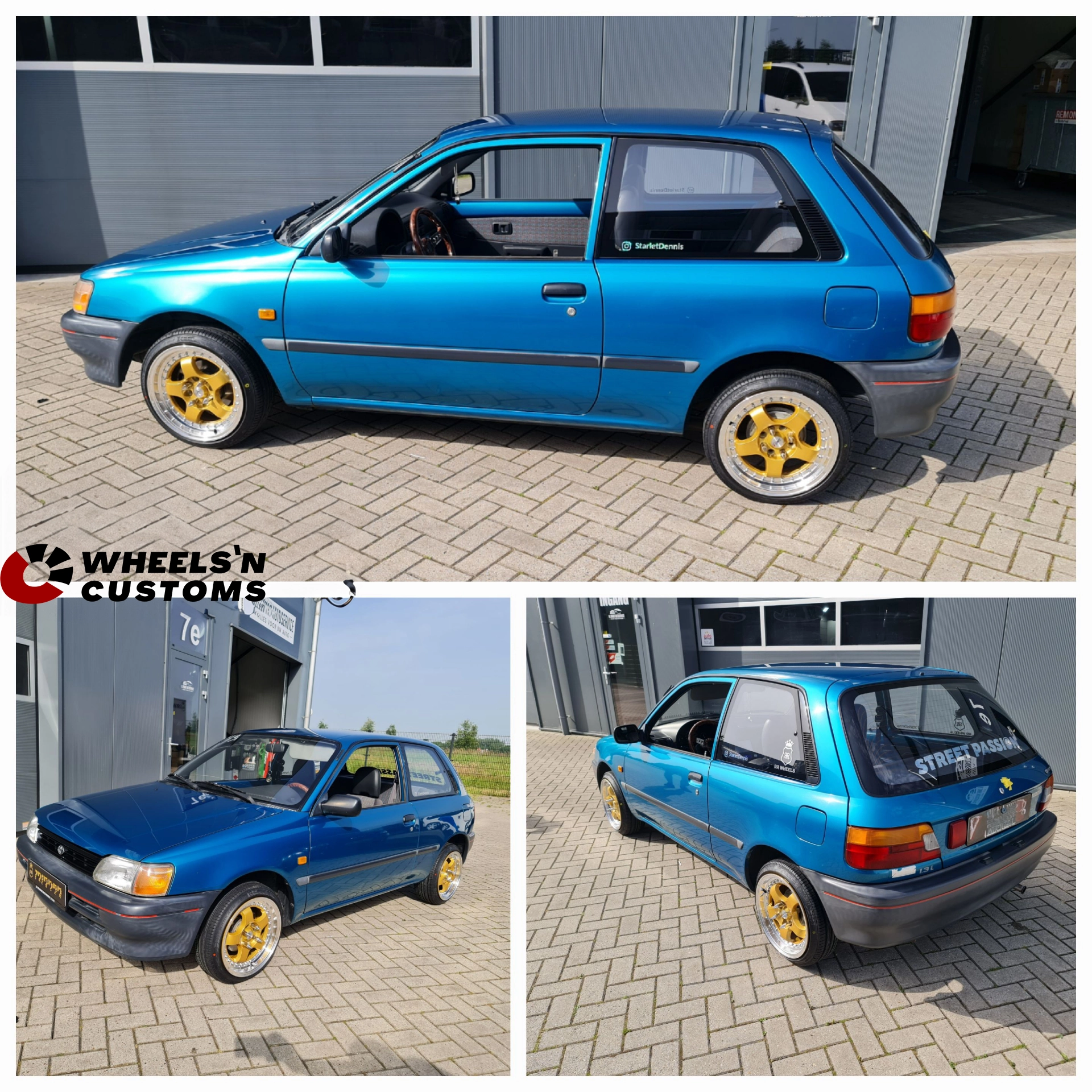 Toyota Starlet - 15 inch HCW Racing F15 Gold Machined Lip